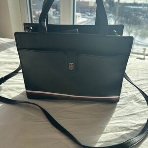 Tommy Hilfiger Black Satchel with Red and White Accents